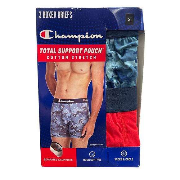 Champion Men's Lightweight Stretch Total Support Pouch Boxer Brief, 3 Pack Small - Picture 1 of 2